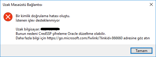 credssp hatası